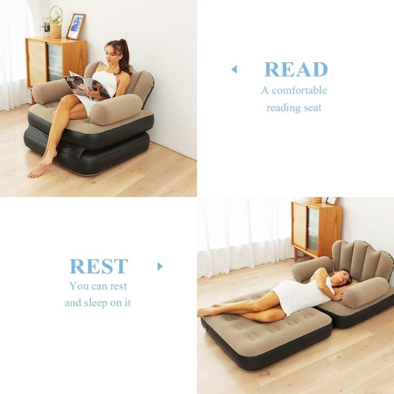 Multiple Position Adjustable Air Sofa Bed Waterproof PVC Fabric Foldable Furniture For Apartment Dorm Outdoor Relaxation