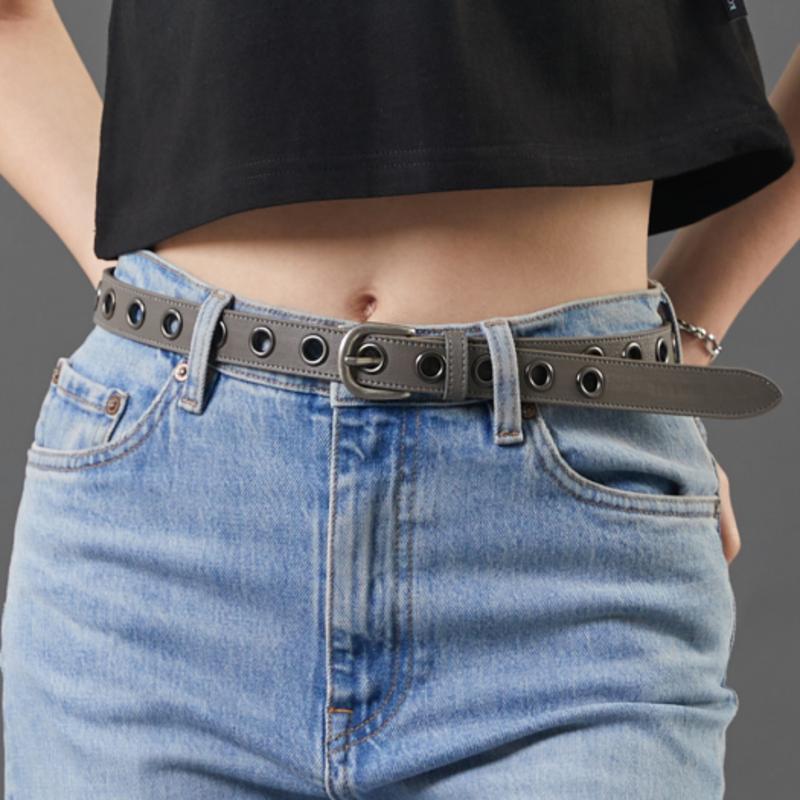 

KOLEAT 1970 Ремень с люверсами из итальянской натуральной коровьей кожи [Пепельно-серый] ASH_GRAY_FREE