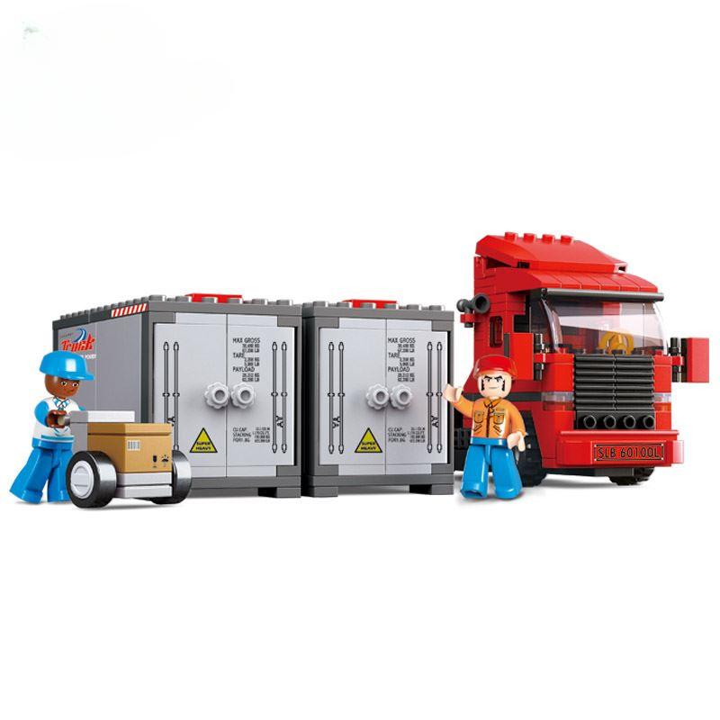 345Pcs Urban Freight Storage City Big Truck Car Model Building Blocks Sets DIY Hobbies Brinquedos Bricks Educational Kids Toys