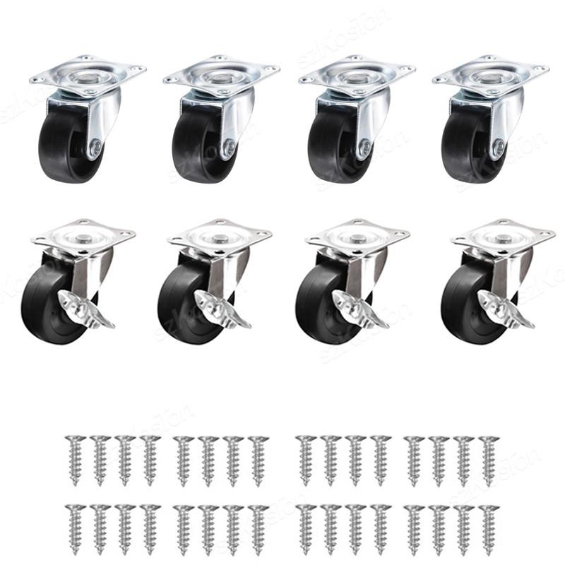 8/1/1Pcs 1/1.11/1.1/1inch PVC Furniture Caster Wear Resistant Mute Universal Heavy Trolley Wheels 161 Degrees Swivel Castor