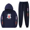 Mens Winter Warm Hooded Sweatshirt Pants Set Anime Inspired Casual Tracksuit Cotton Blend Thick Fleece Lined
