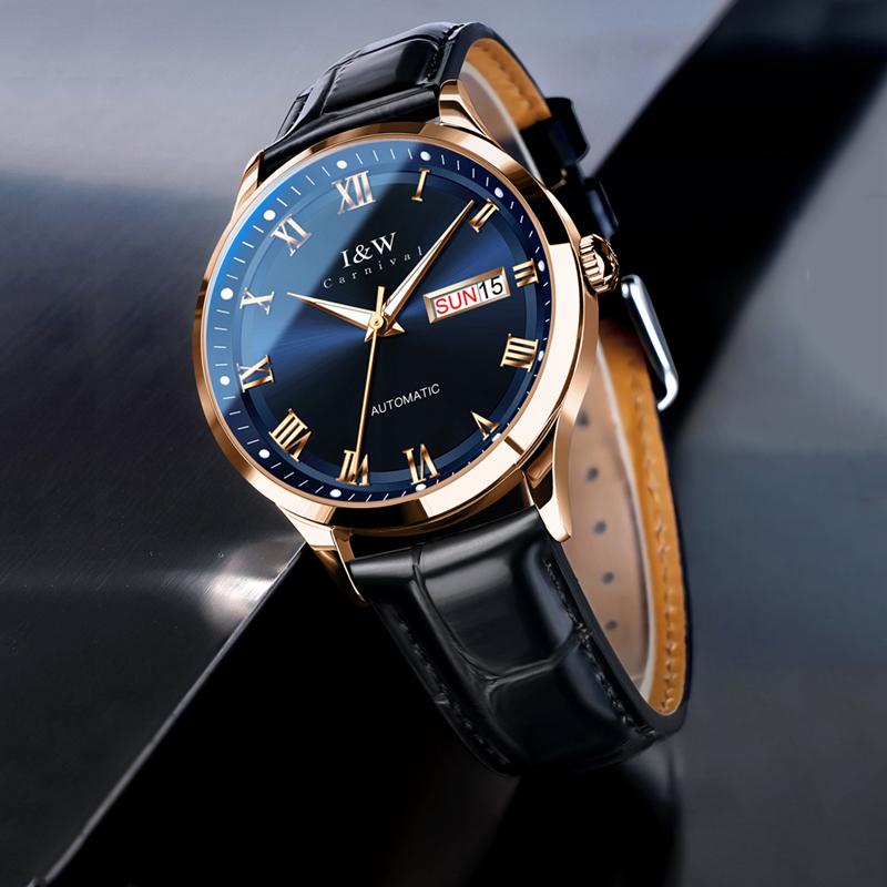 IW New Men's Leather Automatic Mechanical Watches Japan Movement Sapphire Waterproof High-quality Watch Reloj Hombre
