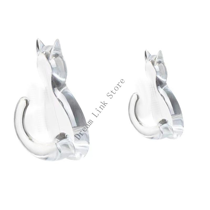 Q1FD 2pcs Easy Installation Decorative Plastic Cats Hooks With Adhesive Backing Storage Organizers For Coats Keys Accessories