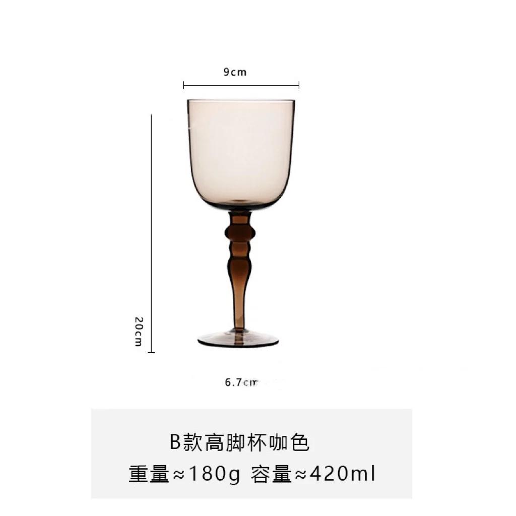 Medieval Goblet Champagne Wine Glass French Home Colored Vintage Vertical Green Cobalt Blue Amber Roman Column Wedding Wine Cup