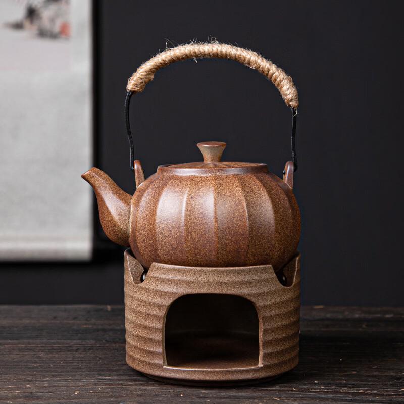 Yipan Ceramic Pumpkin Tea Pot with Warmer Set
