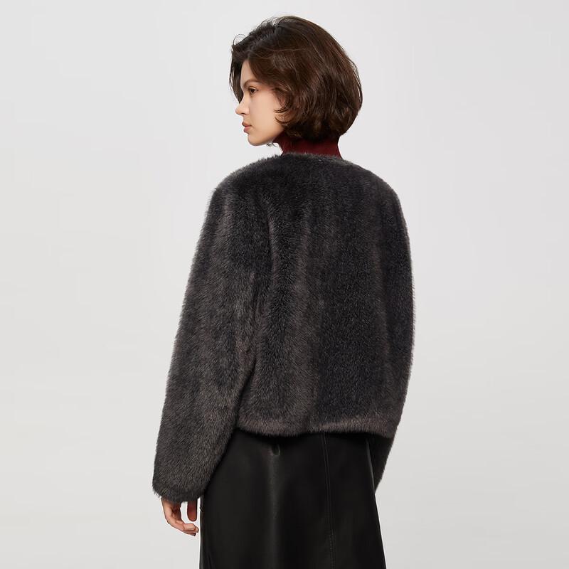 TaTu Women's Winter V-Neck Plush Long Sleeve Short Coat