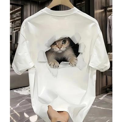 Nieuw Zomer Heren Mode T-shirt Persoonlijkheid Kitten Bedrukt Heren T-shirt Top