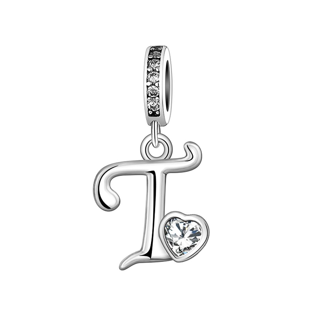 New 26 AZ Letter S925 Sterling Silver Small Letter Pendant Suitable for Original  Bracelet Necklace DIY Jewelry Pendant