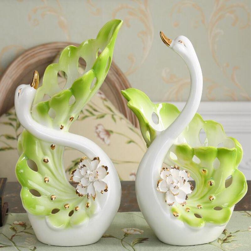 Ceramic Swan Ornaments: Elegant Home Decor for Living Room, Wine Cabinet, or Wedding Gifts