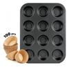 12 Cup Nonstick Carbon Steel Muffin Pan Heavy Duty Bakeware Tray for Baking Cupcakes Even Heat Distribution Easy Release Dishwasher Safe Ideal
