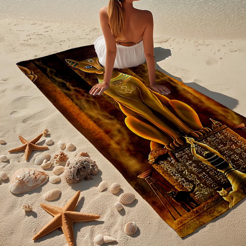 Telo da Spiaggia Anubi Egiziano, Microfibra Super Morbida, Regalo per Lei/Lui, Compleanno, per Piscina, Spiaggia, Viaggio, Decorazione Casa, Regali per Fan