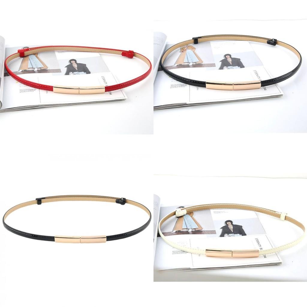 Fashionable Solid Color Gold Buckle Decoration Women Casual Slim Waist Belt For Fashion Dresses