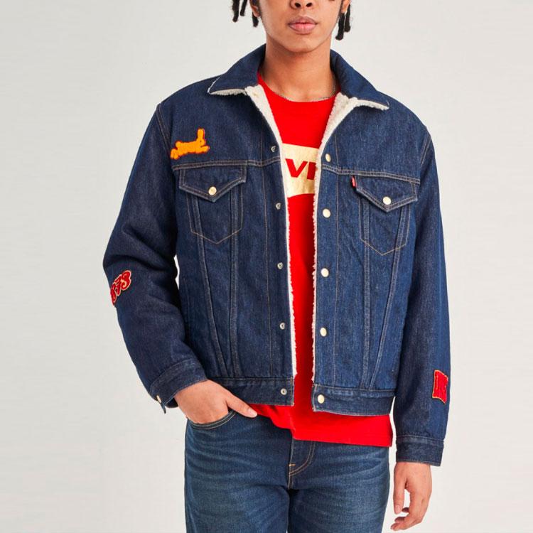 Levis SS23 Wendbare einreihige Kragen-Denimjacke Unisex-Jacke Blau A5045-0000