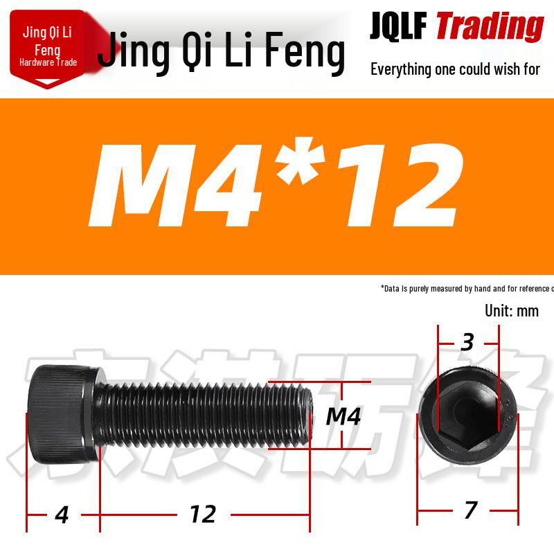 Grade 12.9 Full Thread Hex Socket Head Cap Screws - M3-M14 Black Cylindrical Bolts for Maker Accessories
