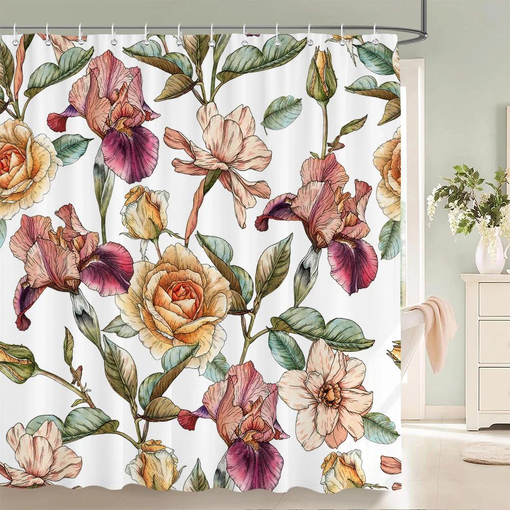 Tropical Plants Animals Bathroom Curtains Green Leaf Plant Waterproof Polyester Shower Curtain Nordic Home Bath Room Decoration