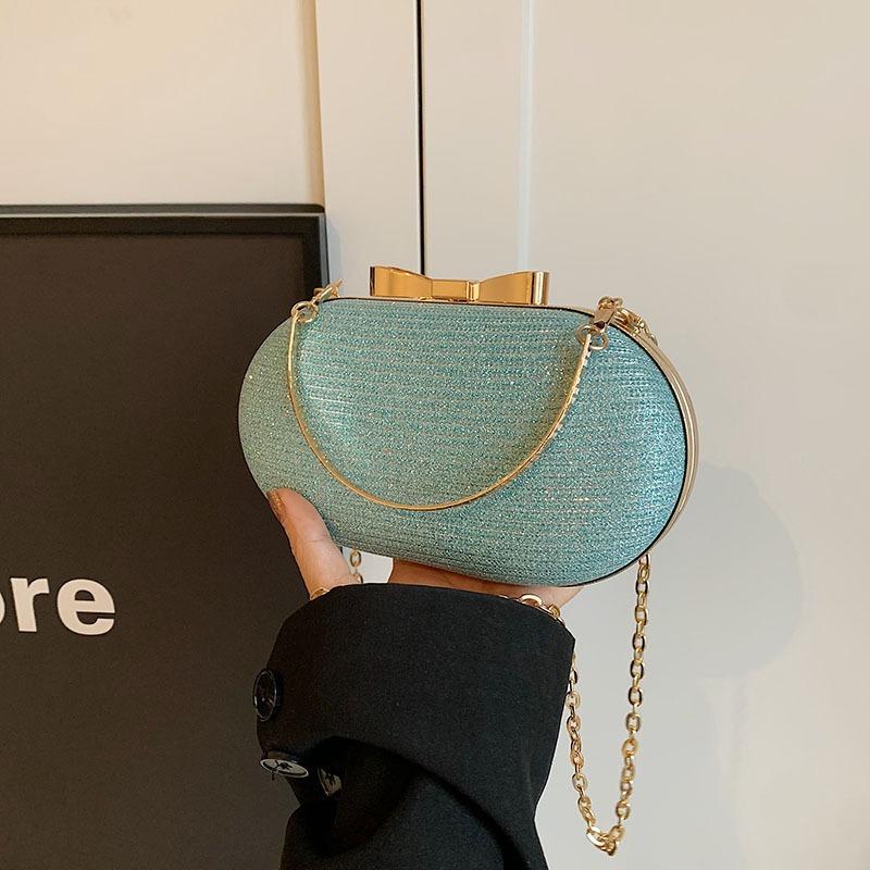 Summer high-end niche design chain crossbody small bag women's new trendy handbag silver banquet bag