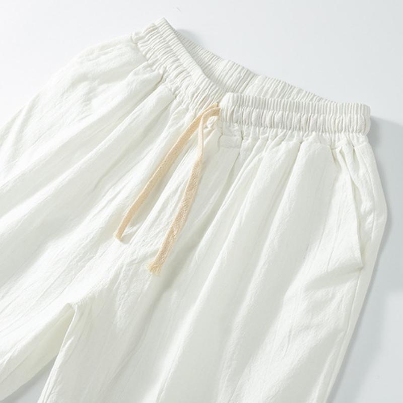 Plus Size 9XL Men's Cotton and Linen Shorts Men's Summer Japanese Retro Pants Casual Straight Cool Five-point Pants