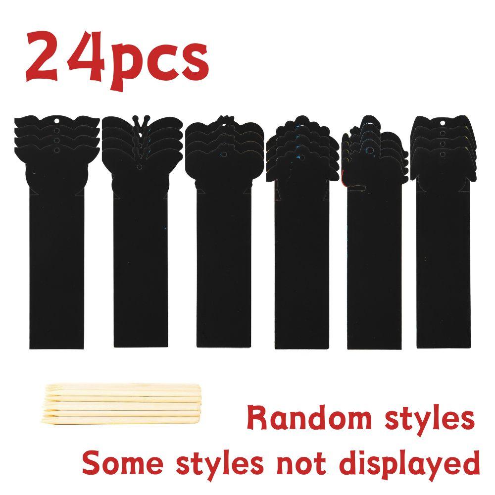12/24pcs Colorful Scratch Off Bookmarks Kit, Assorted Animal Shaped Rainbow DIY Craft Supplies, Party Gifts Decorations YMY
