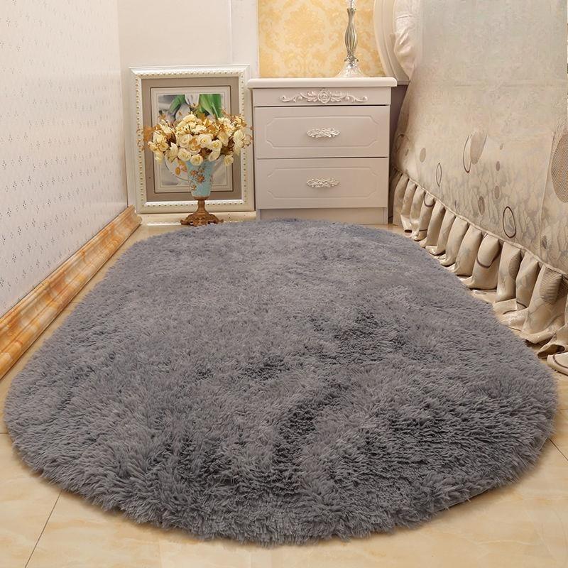 Oval Silk Wool Carpet Bedroom Cute Girl Bedside Blanket Bay Window Mat Living Room Tea Table Full Blanket Washable