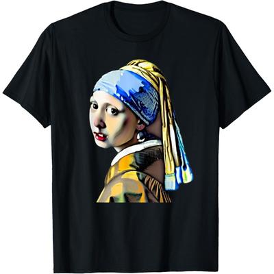 Girl With a Pearl Earring Johannes Vermeer Pop Art T-Shirt