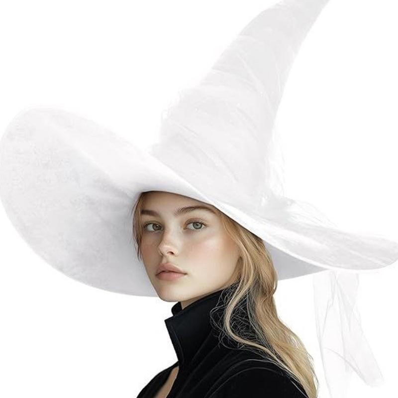 Elegant Witch Hat With Ruched Mesh Design For Halloween And Costume Parties Perfect For Women Cosplay Dressingup