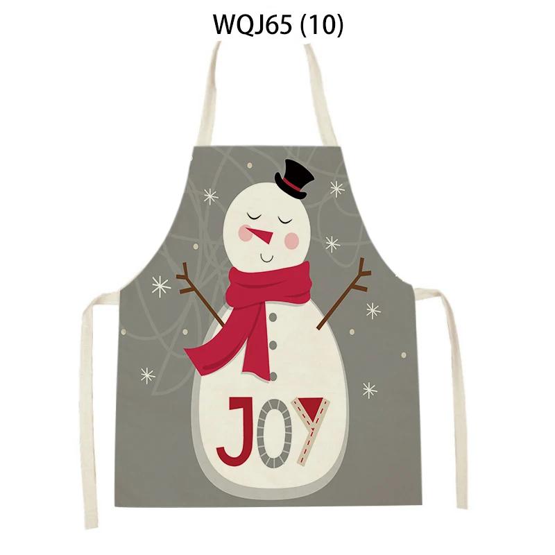 Christmas Apron Snowflake Tree Kitchen Apron Santa Claus Elk Snowman Print Aprons Dinner Party Cooking Apron Baking Accessories