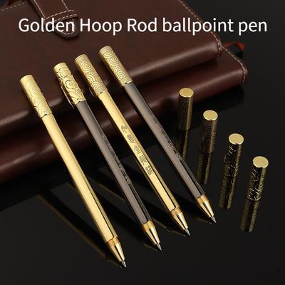 1PC Fashion Creative Gold Hoop Ballpoint Pen, Copper Cap Type Gold Ballpoint Pen, Business Office Metal Signature Pen