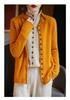 Women's 100% Wool Stand Collar Seamless Cardigan - Loose Knit Long Sleeve Cashmere Coat for Autumn/Winter