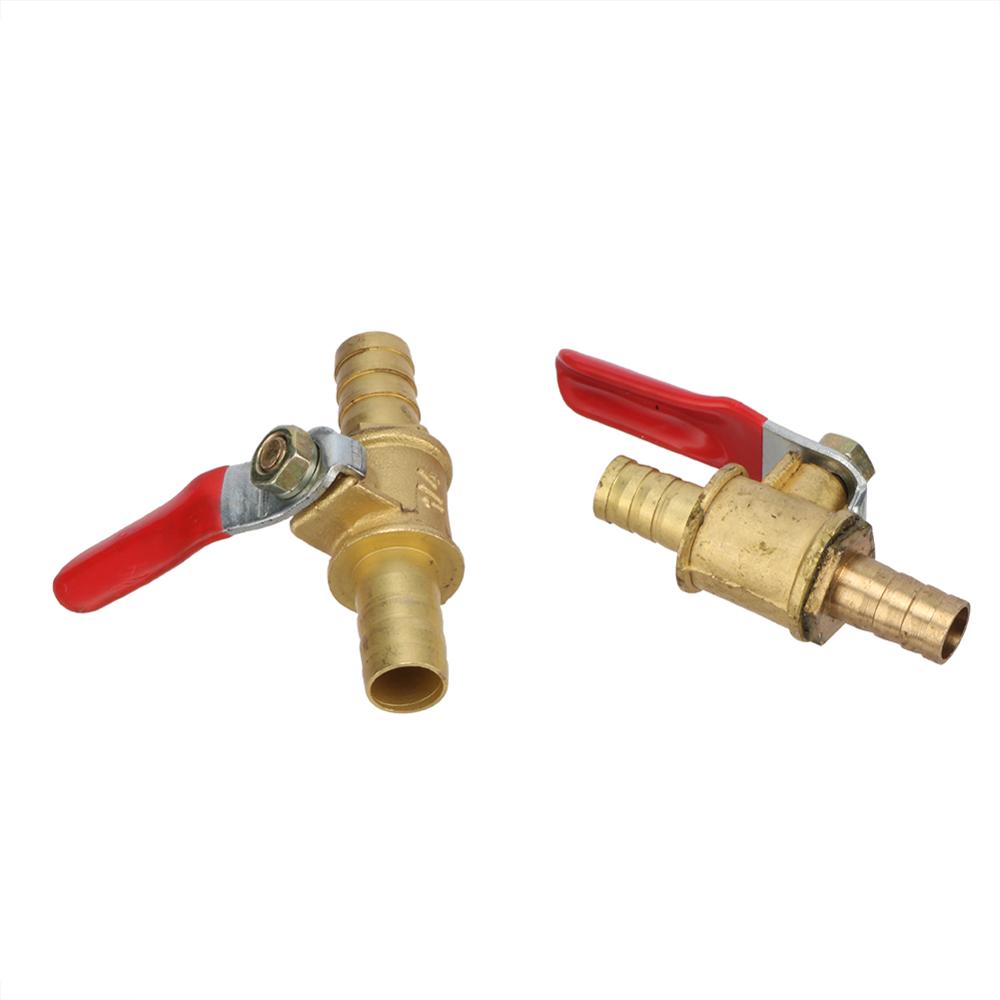 Red Handle Valve 8mm 10mm Hose Barbed Ball Valve Inline Brass Water Oil Air Gas Straight Shutoff Ball Valve Pipe Fittings
