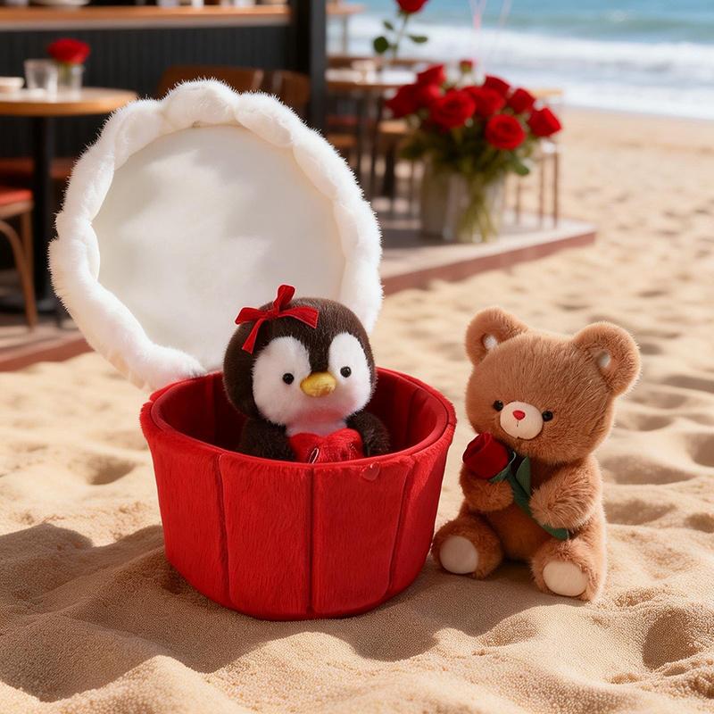 Cute Rose Bear Plush Toy Stuffed Animal Doll Bear in the Cupcakes Funny Two-in-One Valentines Day Birthday Anniversary Present