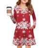 Christmas Day Girls' Long Sleeve Dress - Color Pocket Dress