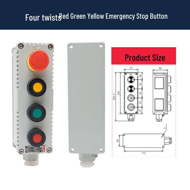 LA53 Explosion-Proof Emergency Stop & Self-Locking Control Switch Box (1H/2H/3H)