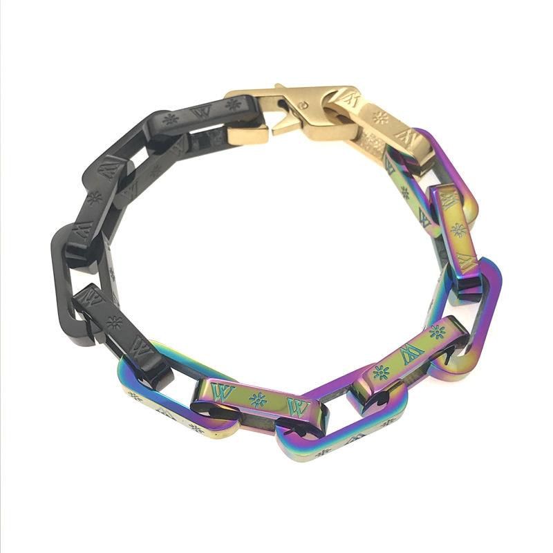 Stainless Steel Engraving Link Chain Bracelet Men and Women Friendship Combination Gift Metal Solid Hardened Bracelet Jewelry