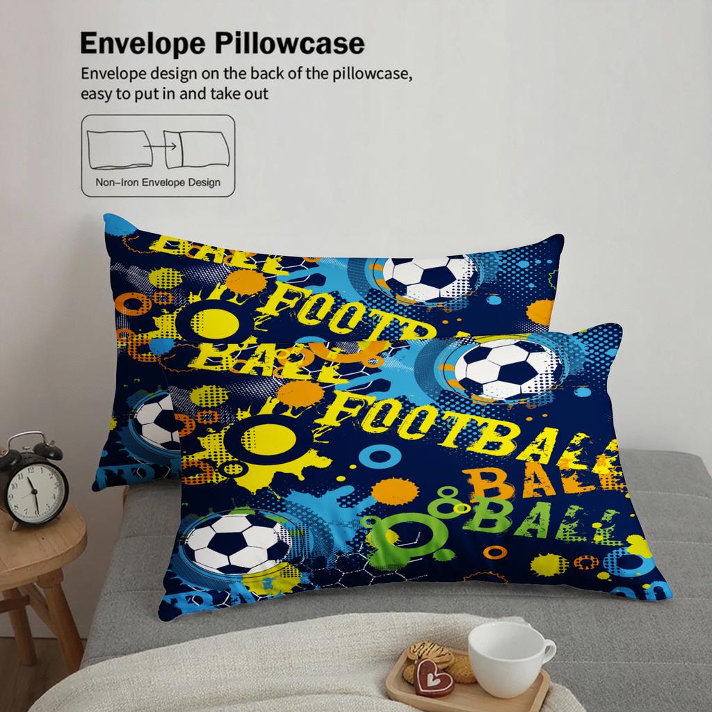 3pcs Bedding Set Cartoon Football 3D PrintED Brushed Comfortable Duvet Cover King Queen Twin Single Size Bithday Gift Room Decor