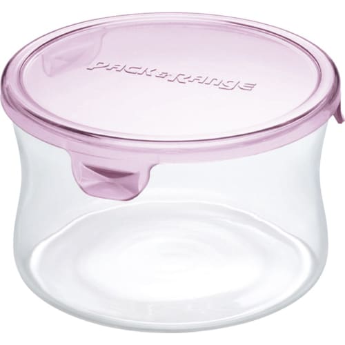 Iwaki Heat-Resistant Glass Storage Container, Pink, Round, Small, 490ml, Pack & Microwave, KT7401H-P