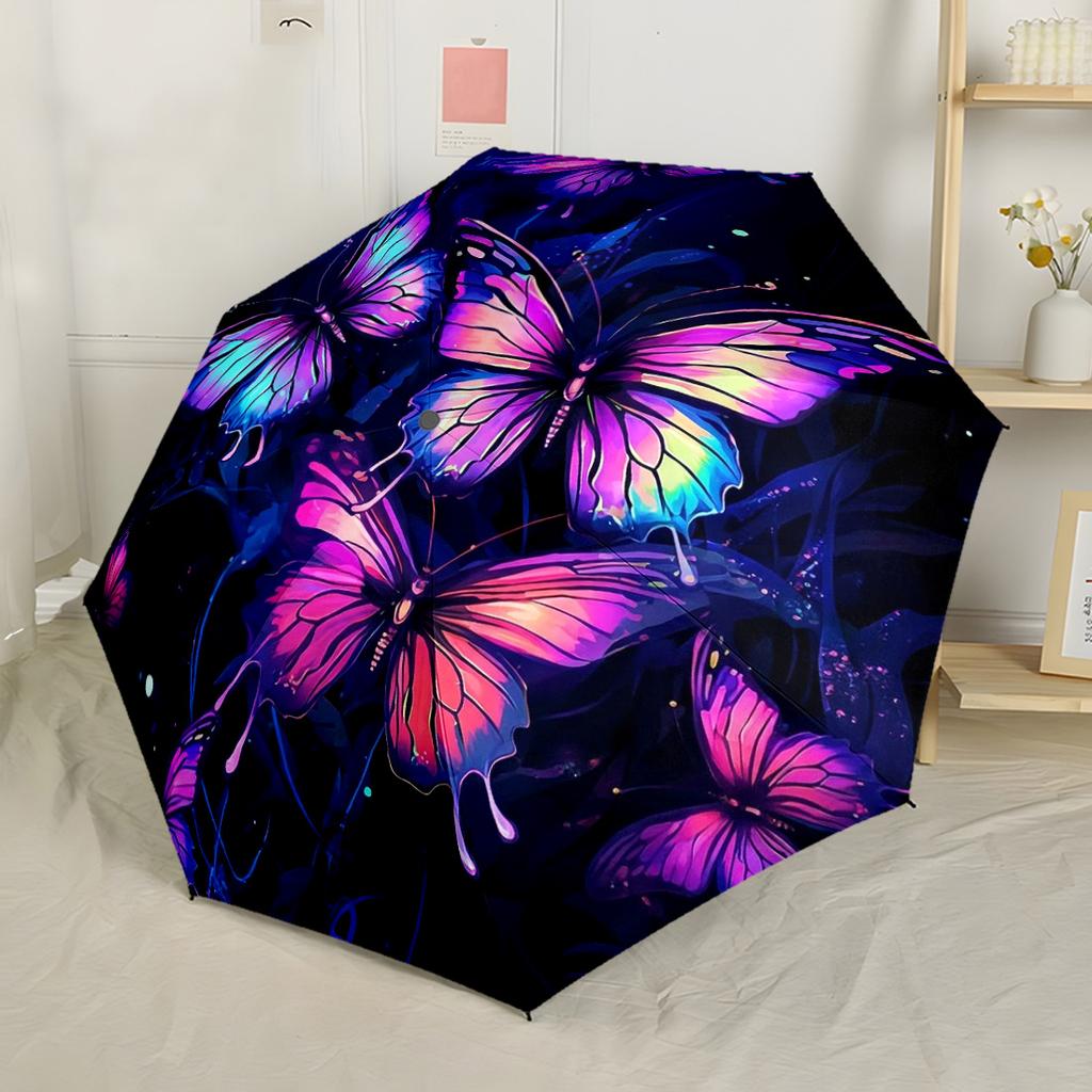 Butterfly Dreams In Lilacs Automatic Umbrella Sturdy 8-Rib Shaft Sturdy Construction All-Season Use Stylish Accessory Stylish Gift for Women