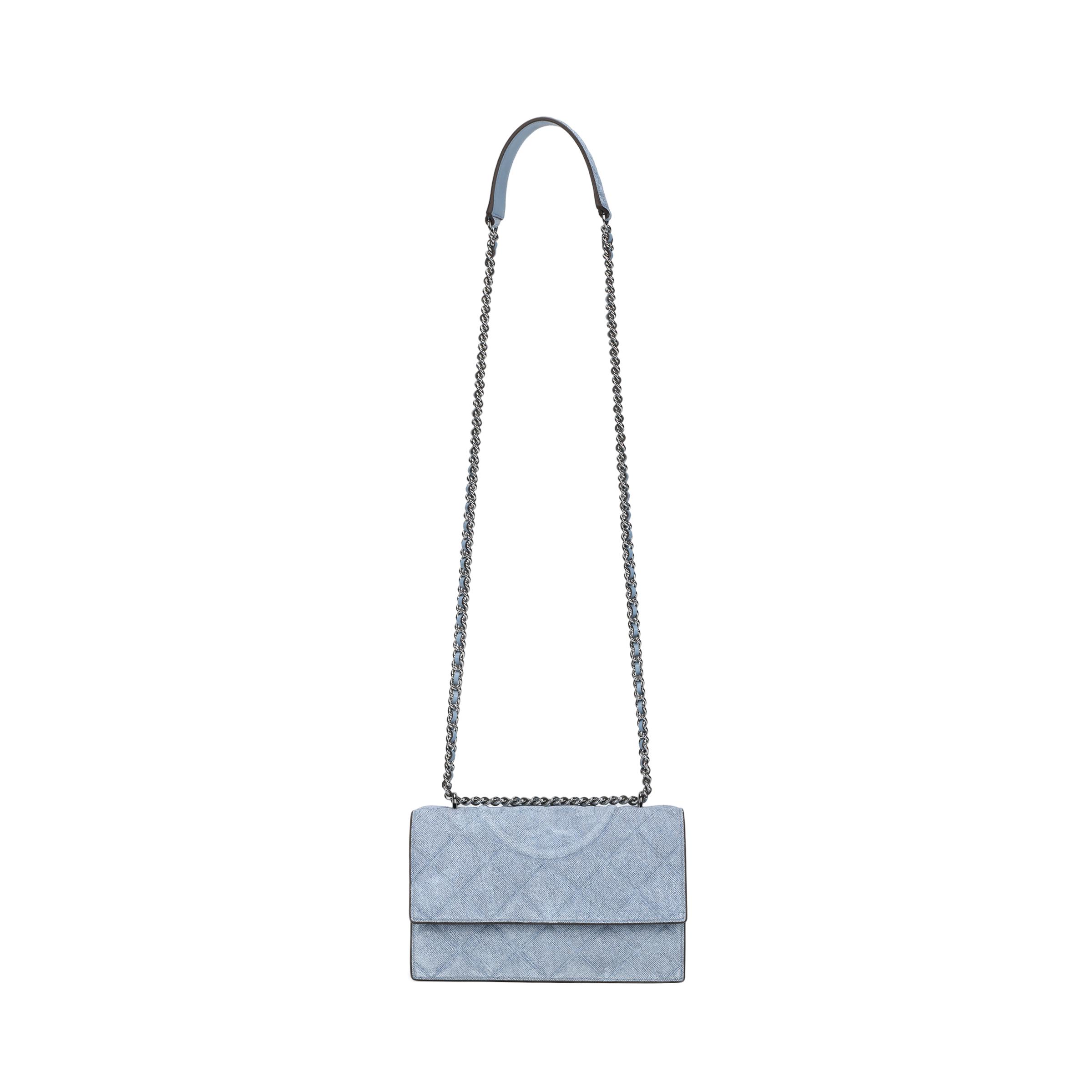 

Tory Burch Fleming Logo Quilted Chain Strap Magnetic Snap Closure Denim Shoulder Bag Small Women shoulder bag Light-Blue 167750-426 Basic Set (Bag+Dust Bag)