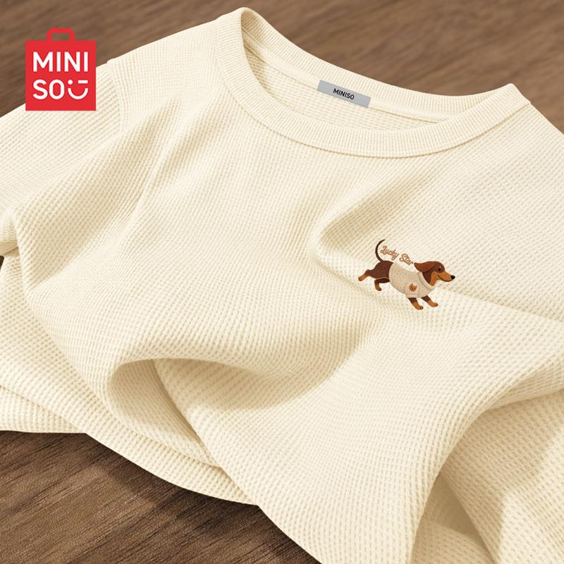 MINISO Men's Waffle Knit Long Sleeve T-Shirt