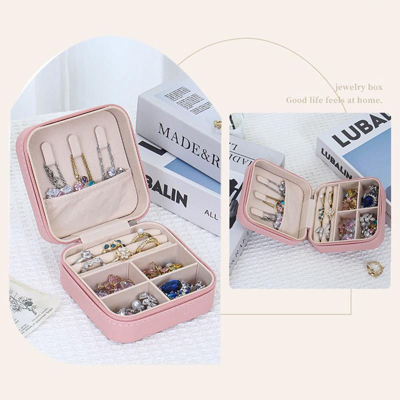 Portable Mini Jewelry Storage Box Travel Organizer Jewelry Case Leather Storage Earrings Necklace Ring Jewelry Organizer Display
