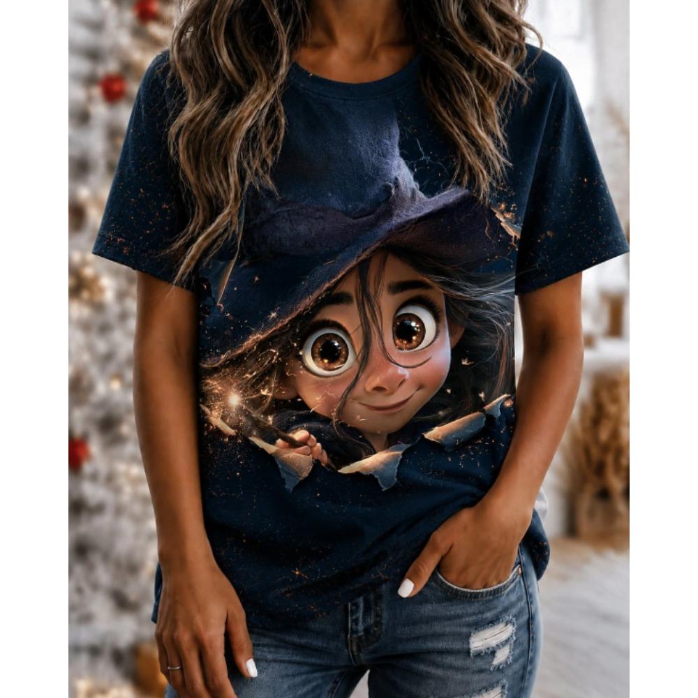Fashion Women Retro Creative Pumpkin Wizard Print T Shirt Funny Casual O-neck Short Sleeves T-shirt Summer Female Tee Shirt Halloween Limited Edition