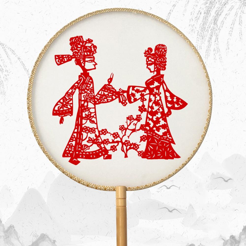 Винтажный Круглый Ручной Веер Веер на Длинной Ручке Декоративный Веер Классический Веер Свадебная Вечеринка Style B