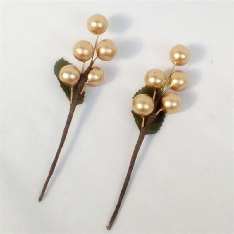 6pcs Imitatie Berry DIY Hoed Slingers Rood Fruit Kerst Decoratie Rood Fruit Handgerolde Tak Kerst Accessoires