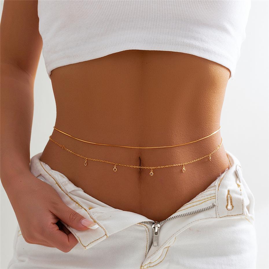 9 Styles Boho Rhinestone Zircon Star Moon Pendant Waist Belly Belt Chain Women Summer Bikini Y2K Accessories Rave Body Jewelry