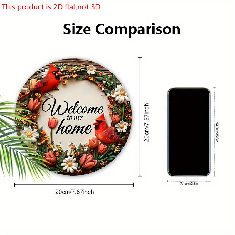 2D Flat Classic Cardinal Wooden Christmas Sign, Charming Decorative Plaque with Wreath Pattern, Ideal for Front Door, Home, Office Decor