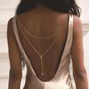 Zircon Water Drop Back Chain Long Necklace For Bridal Charm Wedding Accessories Sexy Chain Necklace Backless Dress Jewelry