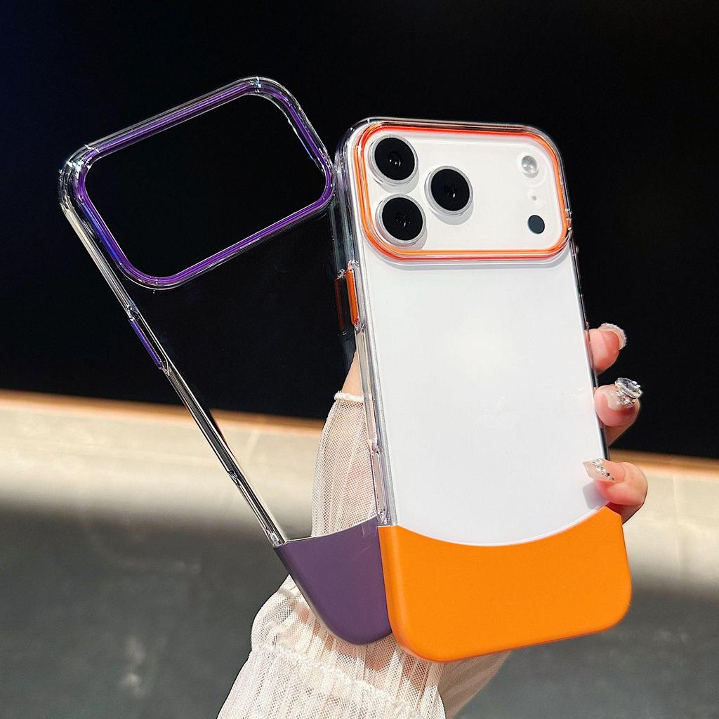 Creative Apple 17 ProMax iPhone16 Two-in-One Spliced Phone Case with Top/Bottom Inserts and iPhone14/15 Transparent Protection