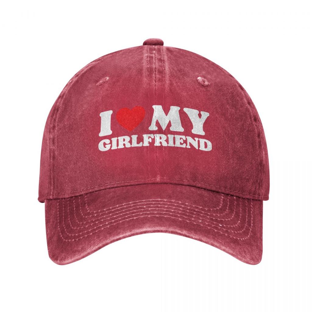 Vintage I Love My Girlfriend Baseball Caps for Unisex Women Distressed Washed Sun Cap Outdoor Running Golf Caps Hat