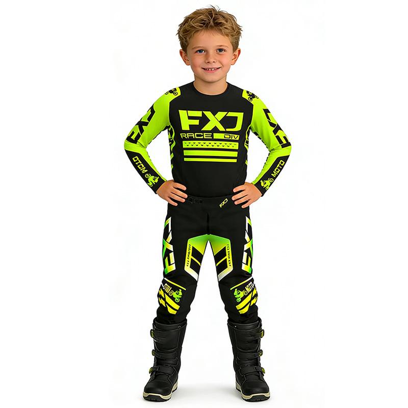 Ensemble Motocross Enfant Maillot et Pantalon MX Enfants Ensemble rouge Moto Tout-Terrain VTT DH UTV Enduro Ensemble Équipement Combinaison de Course Jeunesse Tout-Terrain
