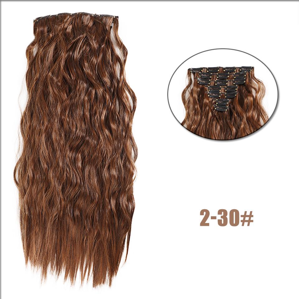 WTB Synthetic Wig 20 Inch 16 Clip Hair Extension Water Ripple Wig Set Of Seven Fluffy Heat-resistant Wig Clip Hair Extension Piece