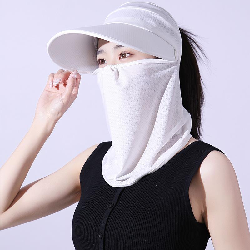 Summer Sun Protection Hat For Women Wide Brim Sun Hat With Face Mask And Veil UV Protection For Cycling And Outdoor Activities UV Block Sun Hat
